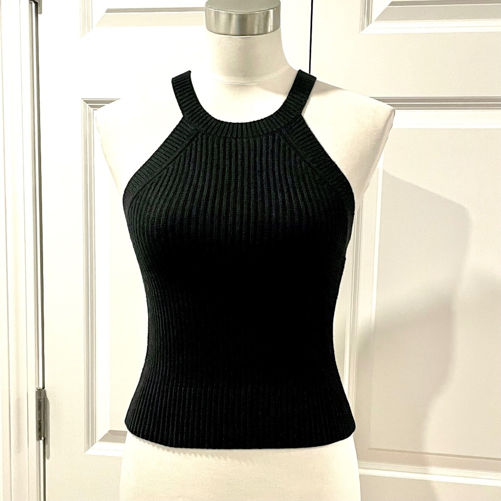 NWT Black Express chunky ribbed cut out Cropped tank S M